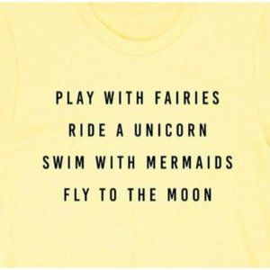 Alphia Ride A Unicorn Graphic Short Sleeve Tee Yellow Size Small NWT